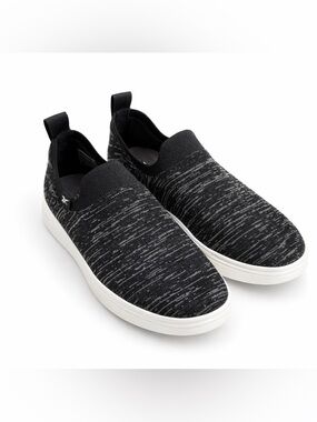 REEBOK MemoryTech Slip On Sneakers Black Knit Comfort Walking Shoes